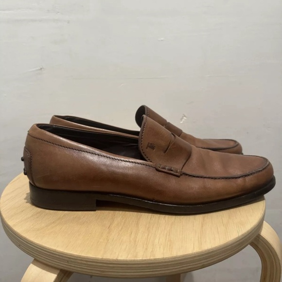 Tods Brown Penny Loafer Leather Men’s Size 10 - Picture 3 of 10